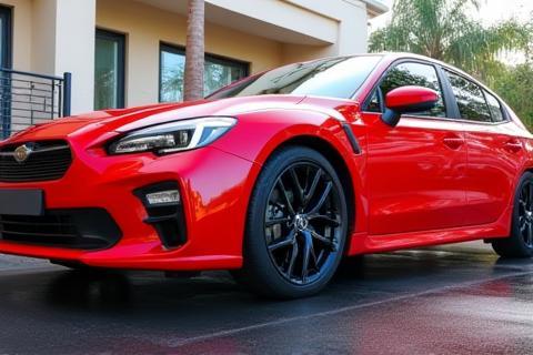 Sparkling clean car exterior after wash, reflecting light