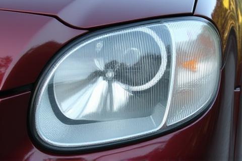 Clear, bright car headlight after restoration